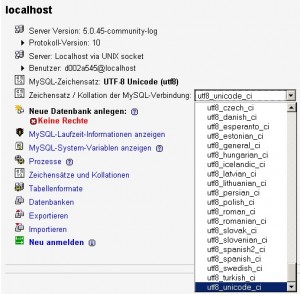 PhpMyAdmin Einstellungen
